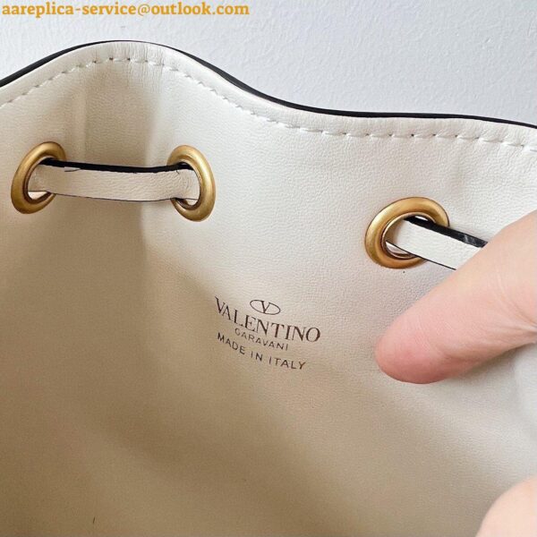 Replica Valentino VLogo Signature Mini Bucket Bag in White Calfskin 12