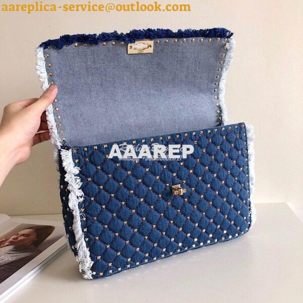 Replica Valentino Garavani Maxi Denim Rockstud Spike Bag 8