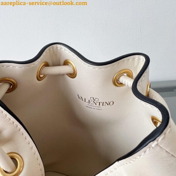 Replica Valentino VLogo Signature Mini Bucket Bag in White Calfskin 22