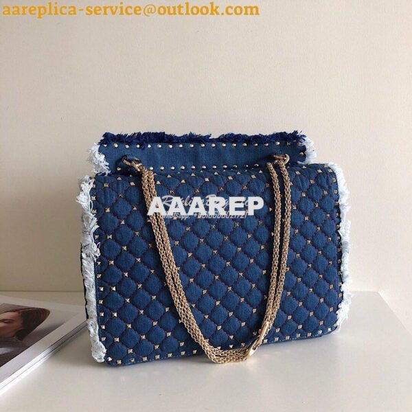 Replica Valentino Garavani Maxi Denim Rockstud Spike Bag 11