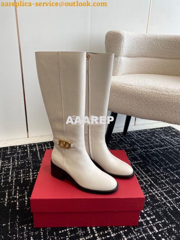 Replica Valentino Vlogo Signature Calfskin Boot 30mm 3W2S0CT2 White 3