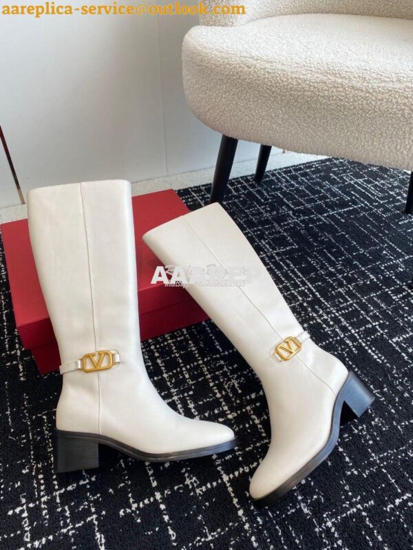 Replica Valentino Vlogo Signature Calfskin Boot 30mm 3W2S0CT2 White 5