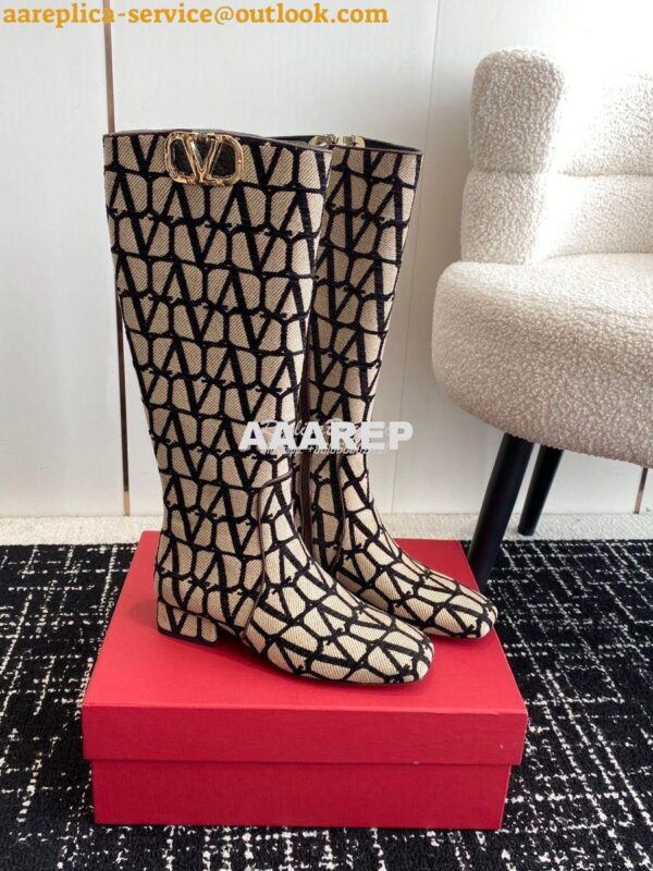 Replica Valentino VLogo Type Boot In Toile Iconographe 30mm 2W2S0FT Bl 4