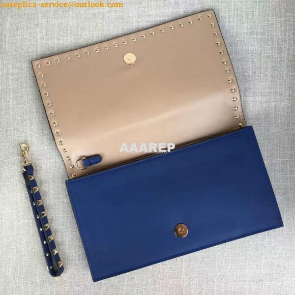 Replica Valentino Garavani Rockstud Flap Wristlet Clutch Bag Blue 11