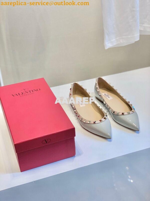 Replica Valentino Garavani Patent Rockstud Ballet Flat Baby Blue 3