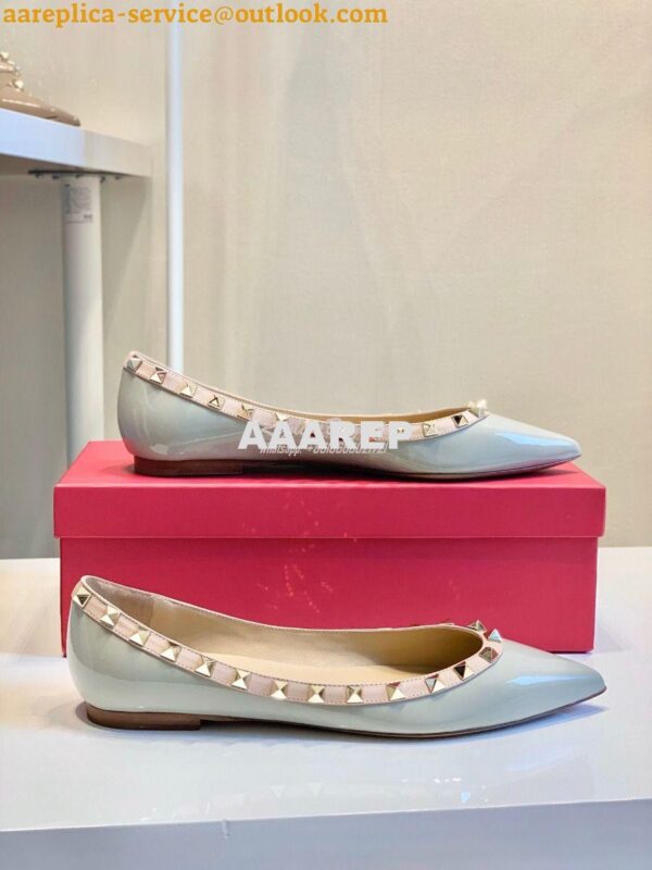 Replica Valentino Garavani Patent Rockstud Ballet Flat Baby Blue 4