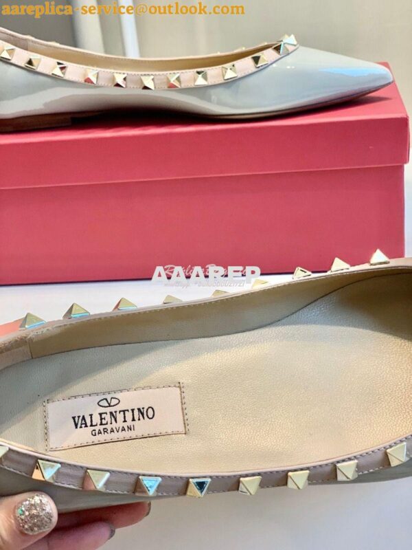 Replica Valentino Garavani Patent Rockstud Ballet Flat Baby Blue 8