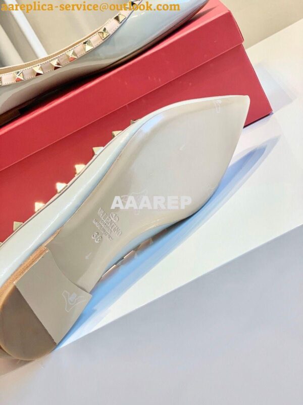 Replica Valentino Garavani Patent Rockstud Ballet Flat Baby Blue 9