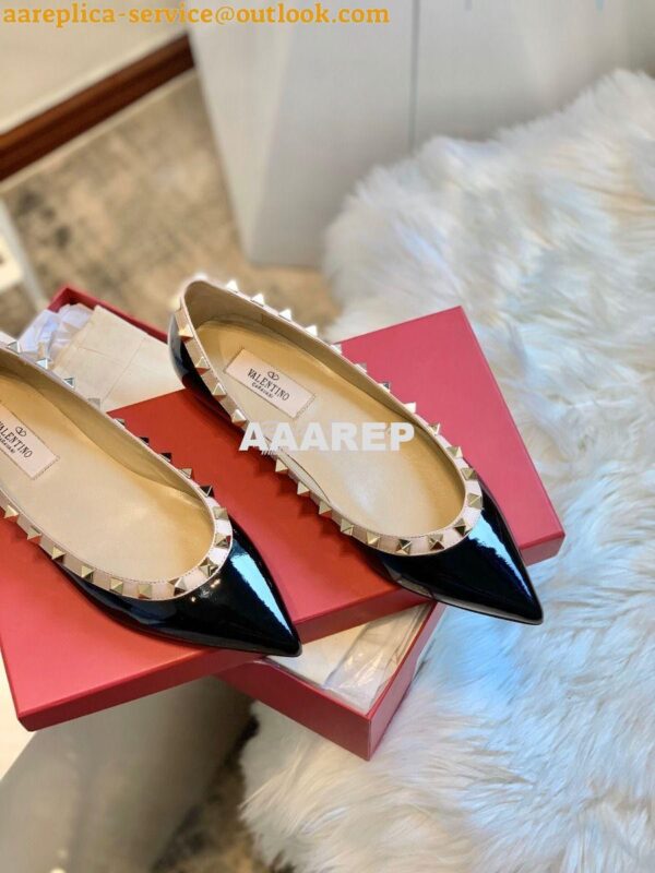 Replica Valentino Garavani Patent Rockstud Ballet Flat Black 7