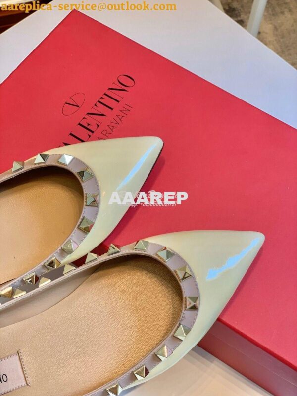 Replica Valentino Garavani Patent Rockstud Ballet Flat Ivory 7