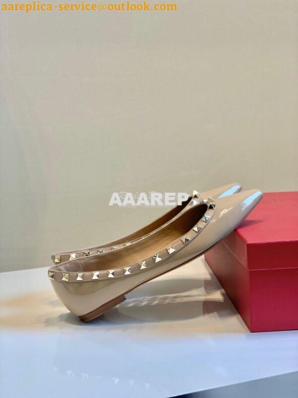 Replica Valentino Garavani Patent Rockstud Ballet Flat Nude 7