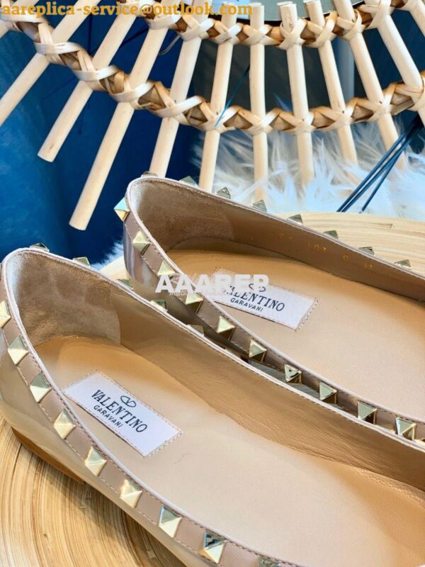 Replica Valentino Garavani Patent Rockstud Ballet Flat Nude 10