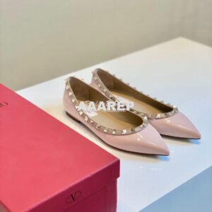 Replica Valentino Garavani Patent Rockstud Ballet Flat Pink