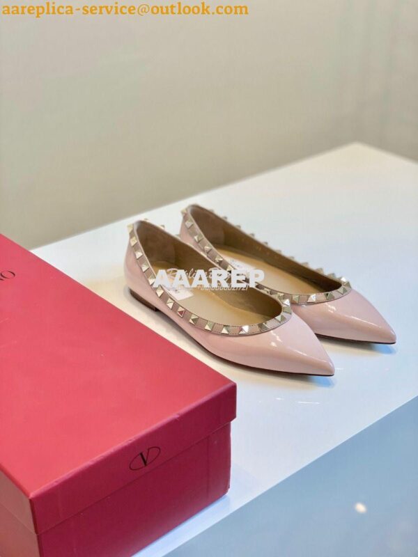 Replica Valentino Garavani Patent Rockstud Ballet Flat Pink 3