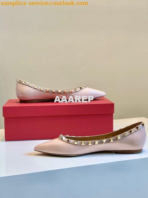 Replica Valentino Garavani Patent Rockstud Ballet Flat Pink 4