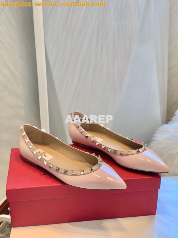 Replica Valentino Garavani Patent Rockstud Ballet Flat Pink 5