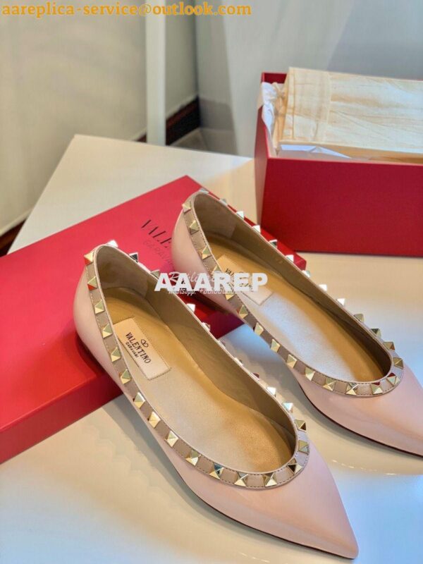 Replica Valentino Garavani Patent Rockstud Ballet Flat Pink 6