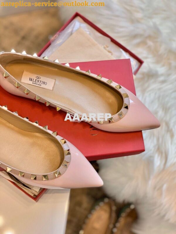 Replica Valentino Garavani Patent Rockstud Ballet Flat Pink 7