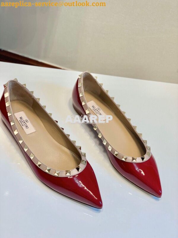 Replica Valentino Garavani Patent Rockstud Ballet Flat Wine 4