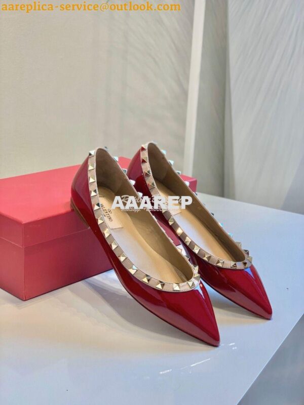 Replica Valentino Garavani Patent Rockstud Ballet Flat Wine 6