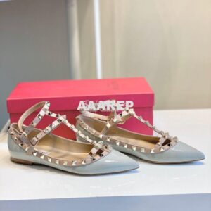 Replica Valentino Garavani Patent Rockstud Caged Ballet Flat Baby Blue