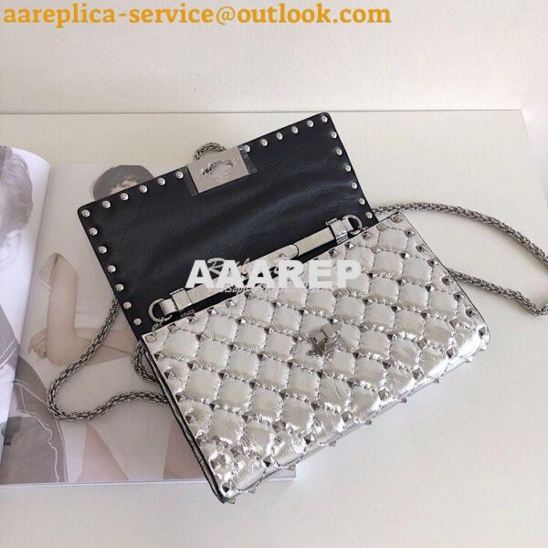 Replica Valentino Garavani Rockstud Spike Silver Chain Bag Metallic Si 8