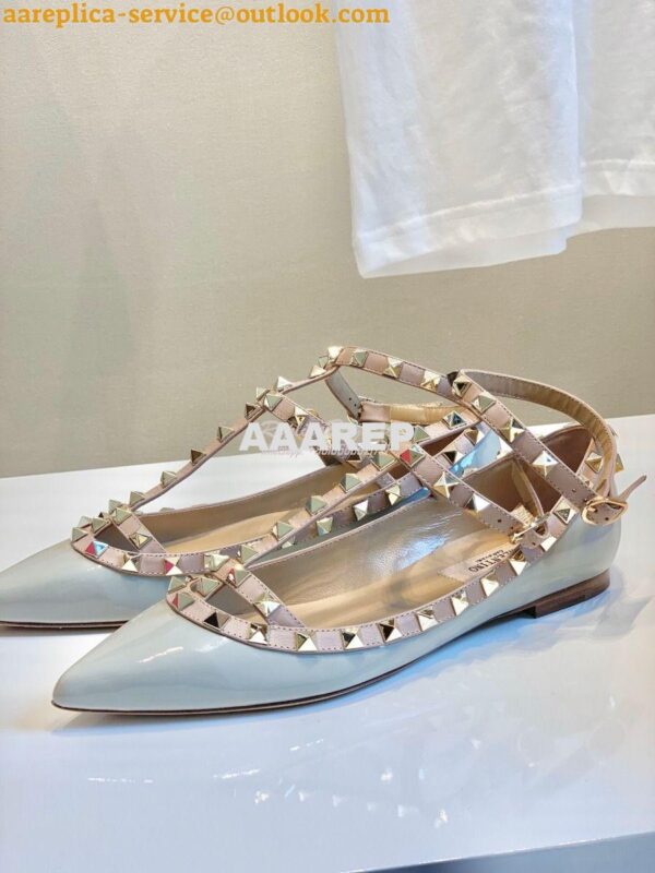 Replica Valentino Garavani Patent Rockstud Caged Ballet Flat Baby Blue 6