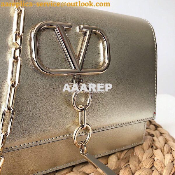 Replica Valentino Garavani Small VCASE Metallic Nappa Leather Bag Plat 6