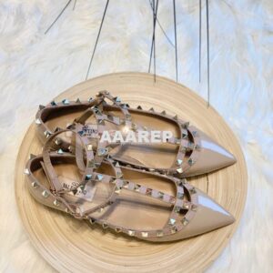 Replica Valentino Garavani Patent Rockstud Caged Ballet Flat Nude