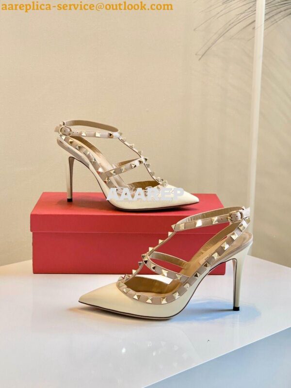 Replica Valentino Garavani Patent Rockstud Caged Pump 100mm Ivory 5