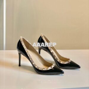 Replica Valentino Garavani Patent Rockstud Pump 85mm Black 2