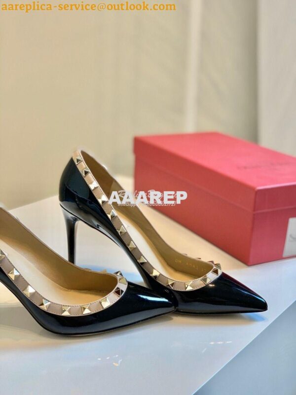 Replica Valentino Garavani Patent Rockstud Pump 85mm Black 3