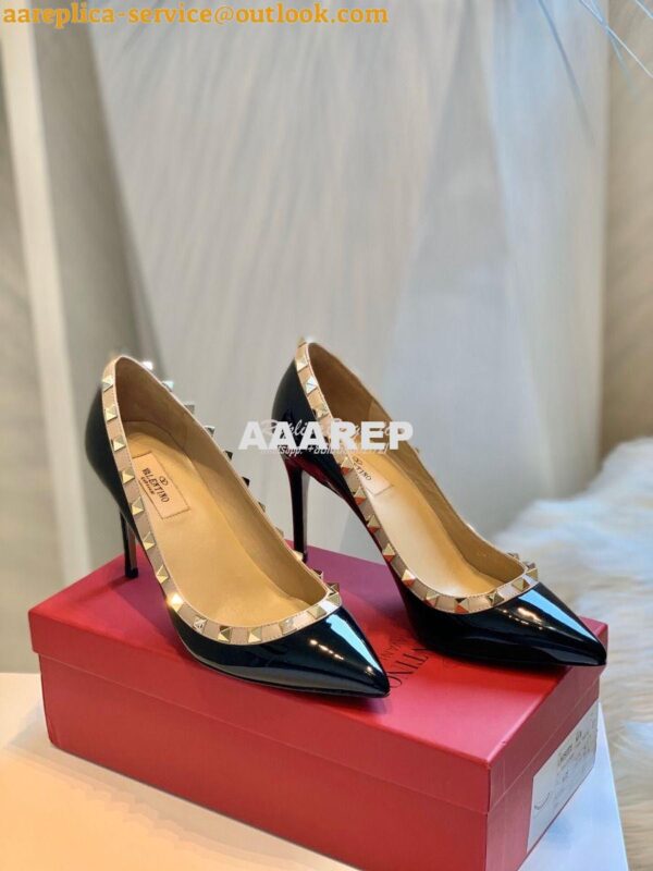 Replica Valentino Garavani Patent Rockstud Pump 85mm Black 5