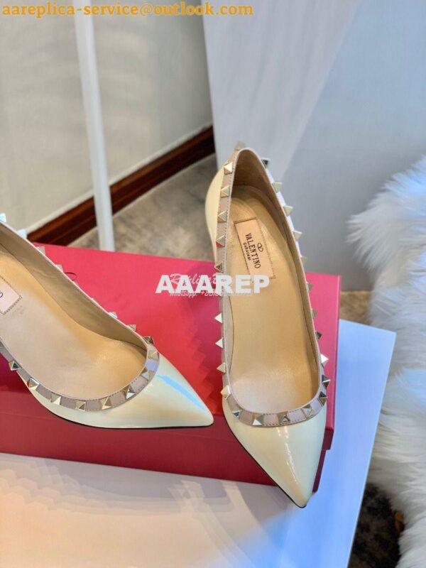 Replica Valentino Garavani Patent Rockstud Pump 85mm Ivory 8