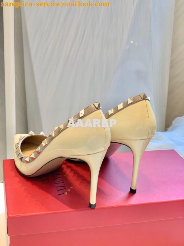 Replica Valentino Garavani Patent Rockstud Pump 85mm Ivory 9