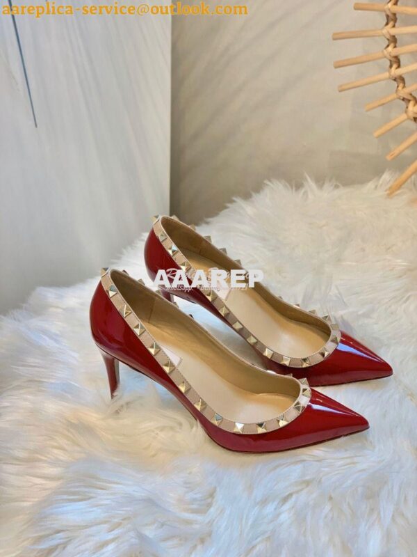 Replica Valentino Garavani Patent Rockstud Pump 85mm Wine 5