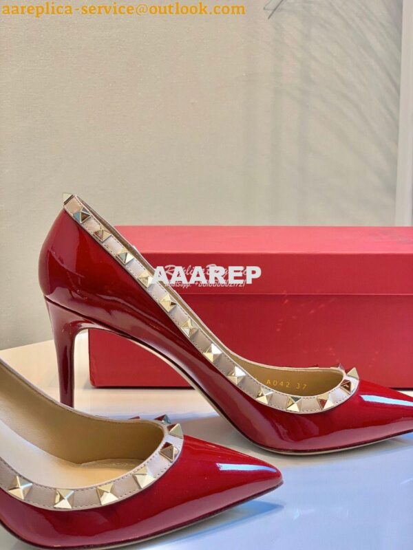 Replica Valentino Garavani Patent Rockstud Pump 85mm Wine 8