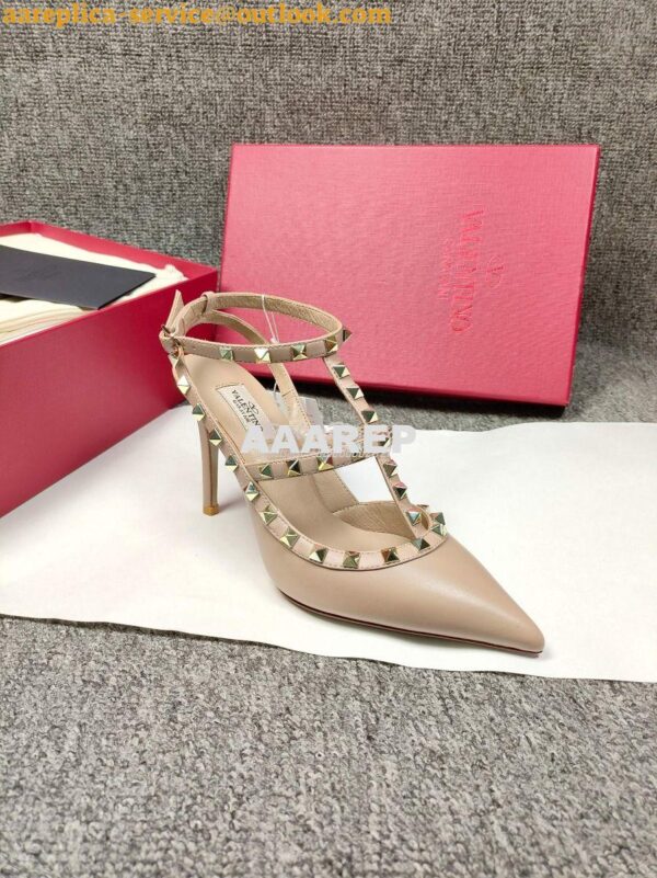 Replica Valentino Garavani Rockstud Caged Ankle Strap pump in calfskin