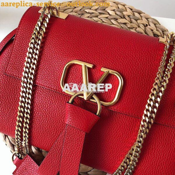 Replica Valentino Garavani VRing Grainy Calfskin Crossbody Chain Bag S 4