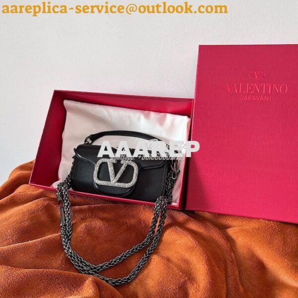 Replica Valentino Locò Shoulder Bag With Jewel Logo WB0K53 Black 4