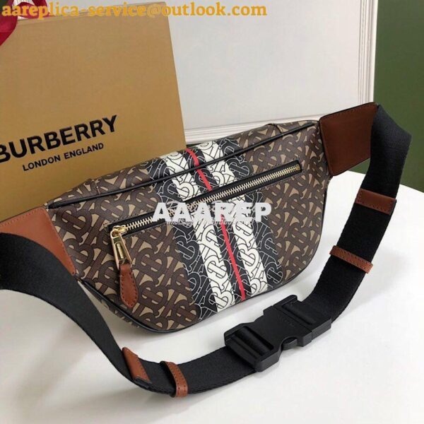 Replica Burberry Medium Monogram Stripe E-canvas Bum Bag 80172122 Brow 5