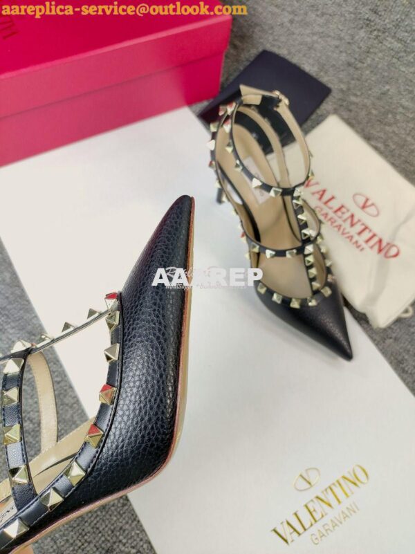 Replica Valentino Garavani Rockstud Caged Ankle Strap pump in Grainy c 7