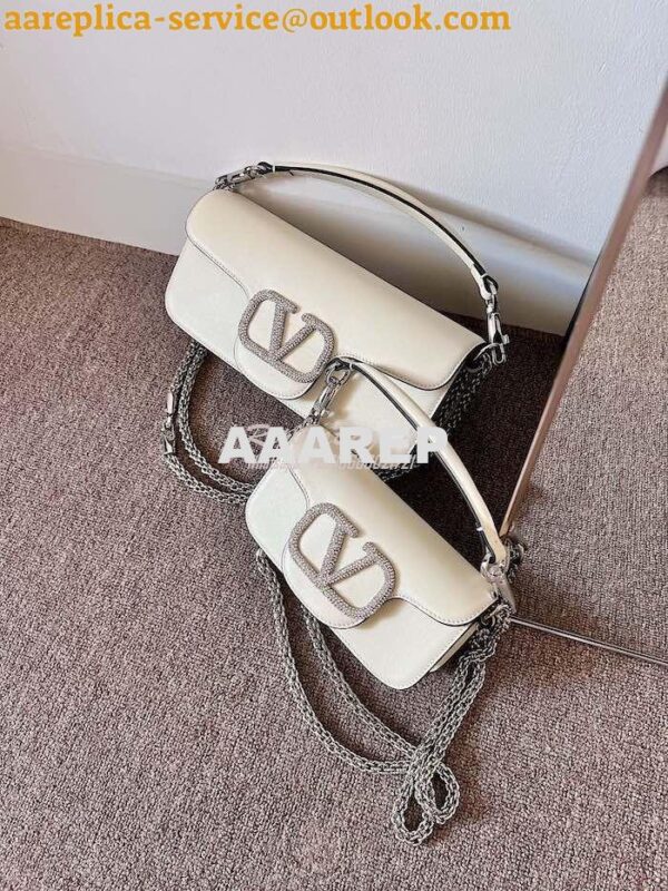 Replica Valentino Locò Shoulder Bag With Jewel Logo WB0K53 Ivory 3