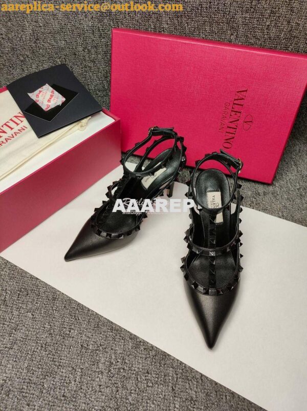 Replica Valentino Garavani Rockstud Caged Ankle Strap TONAL STUDS pump 4