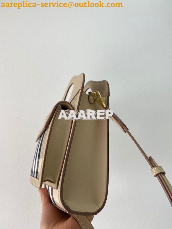 Replica Burberry Mini Check Cotton and Leather Pocket Bag Beige 802806 8