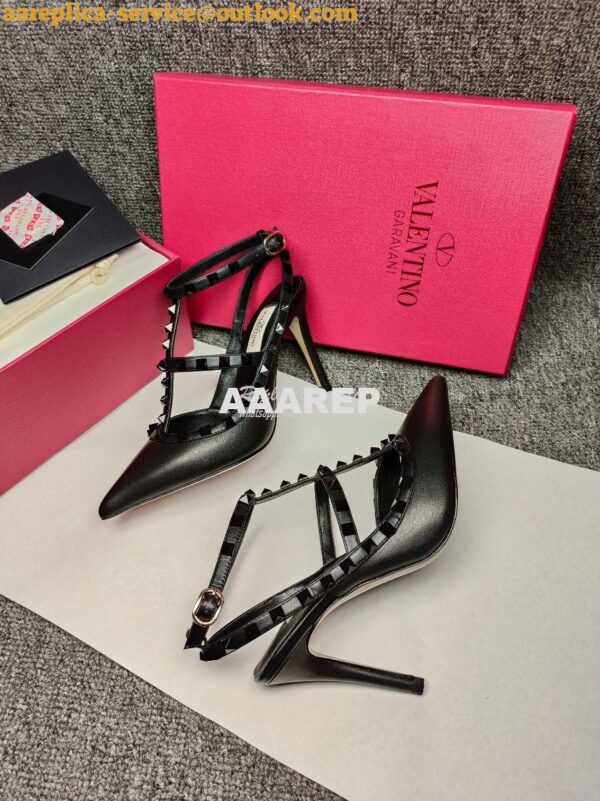 Replica Valentino Garavani Rockstud Caged Ankle Strap TONAL STUDS pump 7