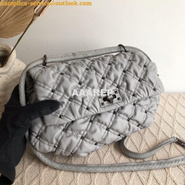 Replica Valentino Medium Nappa Spikeme Shoulder Bag VW2B0H78 Grey 5