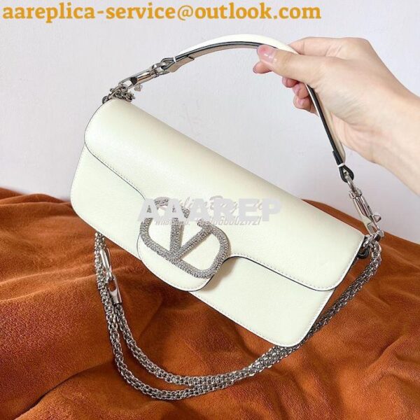 Replica Valentino Locò Shoulder Bag With Jewel Logo WB0K53 Ivory 15