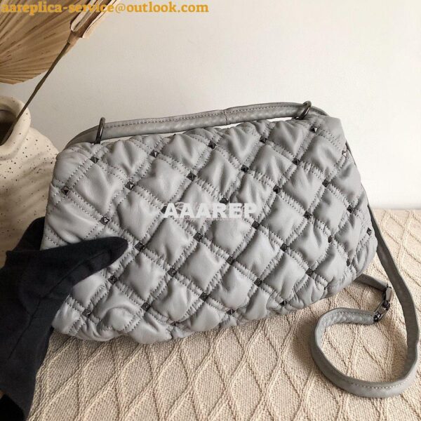 Replica Valentino Medium Nappa Spikeme Shoulder Bag VW2B0H78 Grey 7