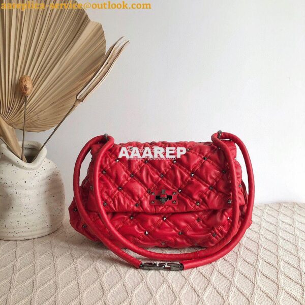 Replica Valentino Medium Nappa Spikeme Shoulder Bag VW2B0H78 Red 4